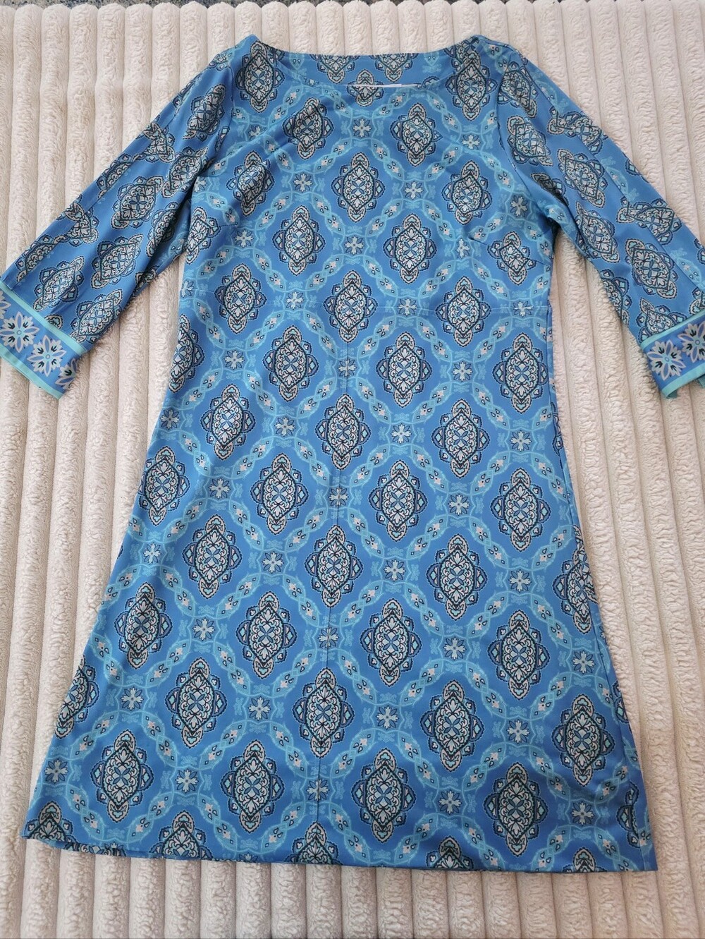 Gretchen Scott Blue Medallion Print A-Line Dress